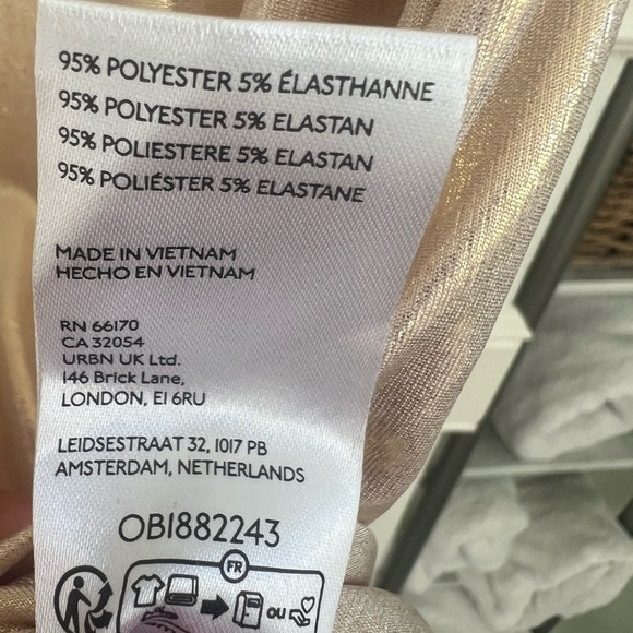 NWT new medium Anthropologie Maeve shiny metallic top sand beige ruched tank - Picture 7 of 13